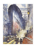 The U.S. Battleship, Alabama, Gets Ready to Launch reproduction procédé giclée par Thornton Oakley