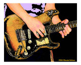 Stevie Ray and his Fender Stratocaster Photographie par Rhonda Watson