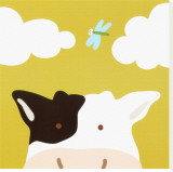 Peek-a-Boo III, Cow Stretched Canvas Print by Yuko Lau