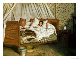 The Improvised Ambulance, the Painter Monet Wounded at Chailly-En-Biere, 1865 Giclee Print by Frederic Bazille