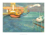 Boats in Harbor I Poster by George Lambert