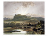 Herd of Bison on the Upper Missouri Giclee Print by Karl Bodmer