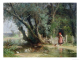 The Duck Pond Giclee Print by Eduard Heinel
