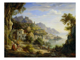 At the Gulf of Salerno, 1826 reproduction procédé giclée par Joachim Faber