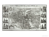 Bird's Eye Plan of Paris, 1615 Giclee Print by Matthaus Merian The Elder