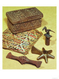 Bag for Holding Crushed Cocoa Leaves, Serving Box, Staff Head, Club Head and Carving Tool, Incan Giclee Print by Incan 