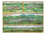 Map of Parma, Siena, Palermo, and Drepanum, from "Civitates Orbis Terrarum", circa 1572 Giclee Print by Joris Hoefnagel