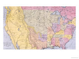 Map Showing the Localities of the Indian Tribes of the Us in 1833 reproduction procédé giclée par George Catlin