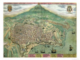 Map of Catania, from "Civitates Orbis Terrarum" by Georg Braun and Frans Hogenberg, circa 1572 reproduction procédé giclée par Joris Hoefnagel