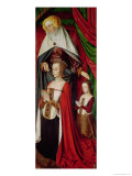 The Bourbon Altarpiece, Panel Depicting St. Anne Presenting Anne of France and Her Daughter reproduction procédé giclée par Master of Moulins 