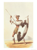 Lingap, a Matabili Warrior, Illustration from "Wild Sports of South Africa" by W.C. Harris, 1841 Giclee Print by William Cornwallis Harris