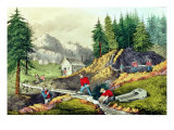 Gold Mining in California, Published by Currier & Ives, 1861 Giclee Print by Grafton Tyler Brown