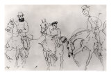 Three Horsemen: Henri de Toulouse-Lautrec Between His Father, Count Alphonse, and the Artist Reproduction procédé giclée par Rene Princeteau