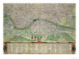 Map of Rome, from "Civitates Orbis Terrarum" by Georg Braun and Frans Hogenberg circa 1572-1617 Giclee Print by Joris Hoefnagel