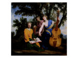 The Muses Melpomene, Erato and Polymnia, 1652-55 Giclee Print by Eustache Le Sueur