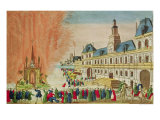 Fireworks in Front of the Hotel de Ville in Paris Celebrating the Peace of Versailles, 1783 Giclee Print