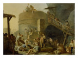 Beggars by a Lime Kiln Giclee Print by Sebastien Bourdon