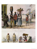 The Iron Collar, Negroes Working in the Rain and Carrying Tiles reproduction procédé giclée par Jean Baptiste Debret