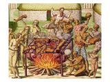 Scene of Cannibalism, from "Americae Tertia Pars...", 1592 Giclee Print by Theodor de Bry