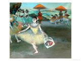 Dancer with Bouquet, Curtseying, 1877 Lámina giclée por Edgar Degas