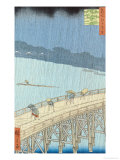 Sudden Shower on Ohashi Bridge at Ataka, from the Series "100 Views of Edo", 1857 Giclee Print by Ando Hiroshige