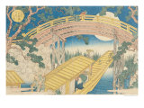 Fan Bridge by Moonlight, from "Views of Mount Tempo", 1834 reproduction procédé giclée par Yashima Gakutei