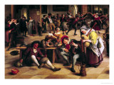 Feast in an Inn, Detail of the Central Group, 1674 Lámina giclée por Jan Havicksz. Steen