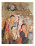 Group of Monks and Buddha, from the Shikshin Monastery, Karashar, 9th-10th Century reproduction procédé giclée par Xingjiang 