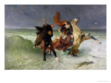 The Flight of Gradlon Mawr circa 1884 reproduction procédé giclée par Evariste Vital Luminais
