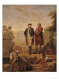 King Frederick II of Prussia and the Marquis of Argens Inspecting the Construction of Sanssouci Giclee Print by Johann Christoph Frisch