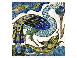 Tile Design of Heron and Fish, by Walter Crane reproduction procédé giclée par Walter Crane