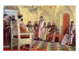 Tsar Mikhail Fyodorovich with Boyars Sitting in His Room, 1893 Giclee Print by Andrei Petrovich Ryabushkin