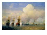 The Russo-Swedish Sea War Near Kronstadt in 1790 Giclee-trykk av Aleksei Petrovich Bogolyubov