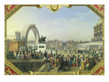 Re-Establishment of the Statue of Henri IV on Pont Neuf, 25th August 1818 Giclee Print by Hippolyte Lecomte