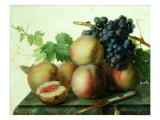 Still Life with Peaches and Grapes on Marble Giclée-Druck von Jan Frans van Dael