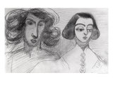 Self Portrait with George Sand Giclee Print by Alfred de Musset