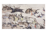 Retreat of Major Marcus Reno's Command reproduction procédé giclée par Amos Bad Heart Buffalo