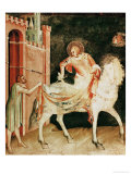 St. Martin Sharing His Cloak with the Beggar, from the Life of St. Martin, 1326 Giclée-tryk af Simone Martini St. Martin Sharing His Cloak with the Beggar, from the Life of St. Martin, 1326 Giclée-tryk af Simone Martini