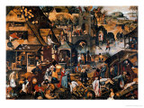Flemish Proverbs Giclee-trykk av Pieter Brueghel the Younger