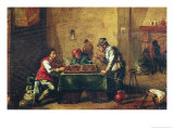 Men Playing Backgammon in a Tavern Giclee Print by David Teniers the Younger