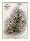 Map of Mauritius, Illustration from "Paul et Virginie" by Henri Bernardin de Saint-Pierre, 1836 Giclee Print by A.h. Dufour