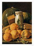 Still Life of Oranges, Watermelon, a Pot and Boxes of Cake Giclee Print by Luis Egidio Melendez