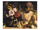 Negress with Peonies, 1870 reproduction procédé giclée par Frederic Bazille