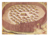 Fortified Indian Village, from "Brevis Narratio...", Published by Theodore de Bry, 1591 Giclée-Druck von Theodor de Bry