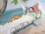 Woman Lying on a Bench, 1913 Reproduction procédé giclée par Carl Larsson