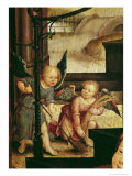 Triptych of the Adoration of the Child, Detail of Two Angels Sweeping from the Right Hand Panel reproduction procédé giclée par Jean The Elder Bellegambe