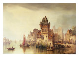 A View on the River, Dordrecht, 1879 Giclee Print by Ludwig Hermann