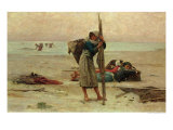 Oyster Catching, 1884 Giclee-trykk av Pierre Celestin Billet