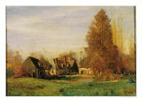 Cour de ferme Reproduction procédé giclée par Francois Louis Francais