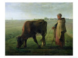 Woman Grazing Her Cow, 1858 Giclee Print by Jean-François Millet